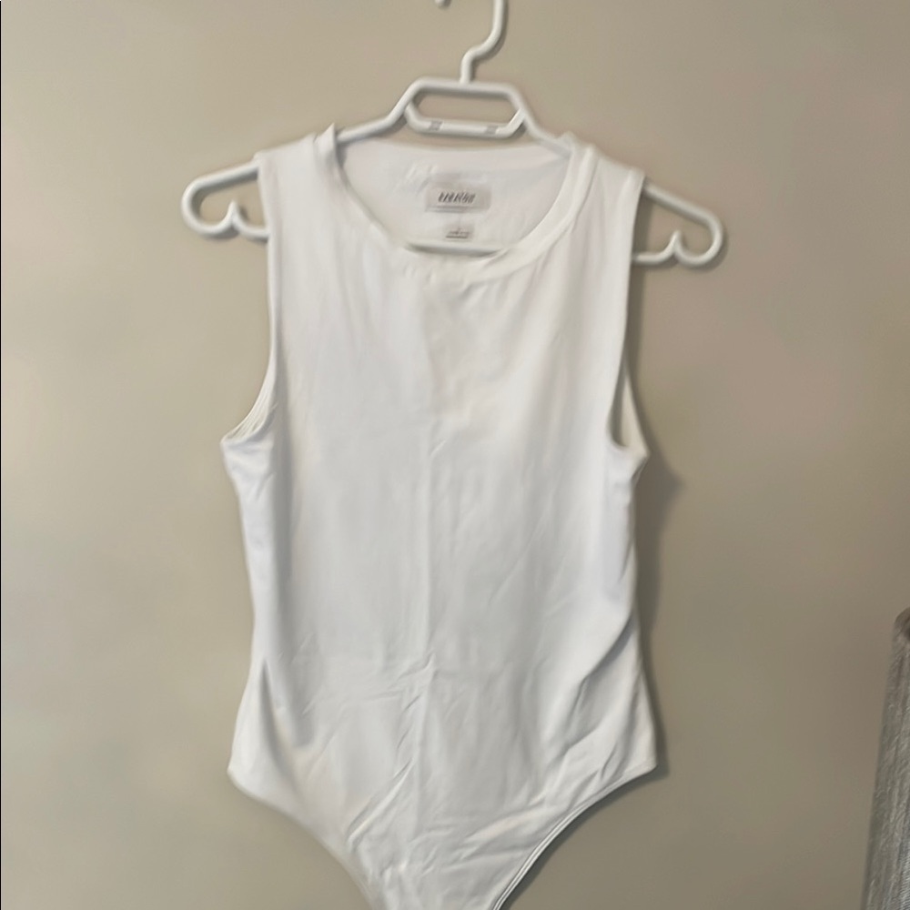 Babaton White Sleeveless contour Bodysuit